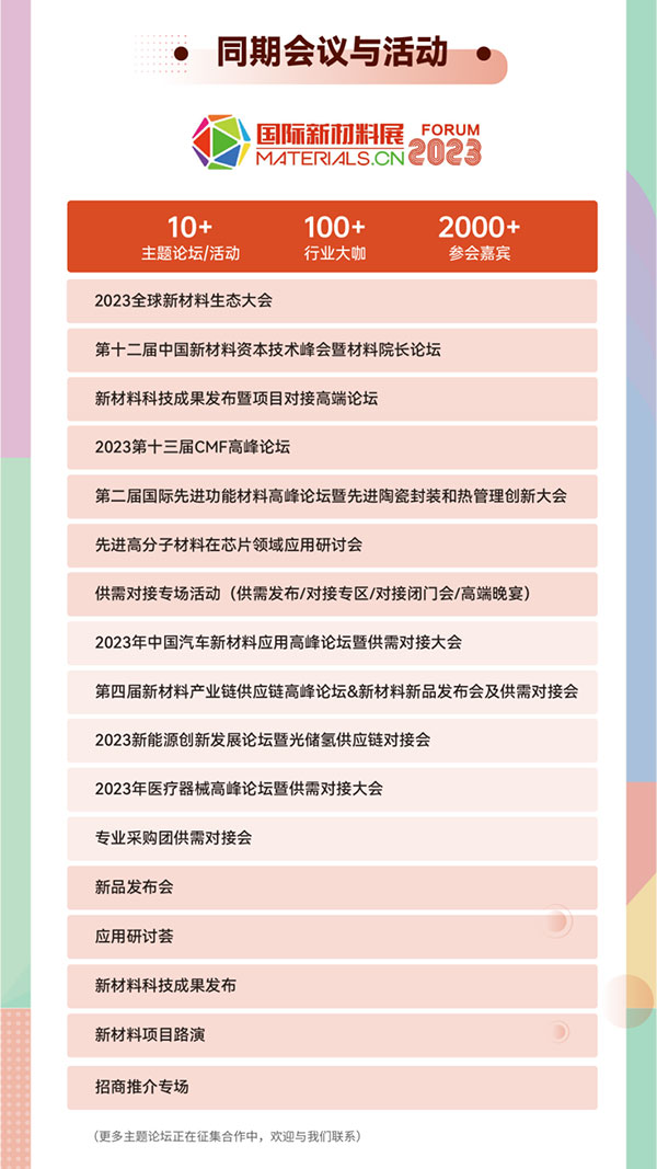 重磅來襲!2023第二屆國際新材料展丨8大展區|10+主題論壇丨1000+參展參會企業丨1000+品牌終端