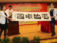 現場展示書法家為網站題寫的站名